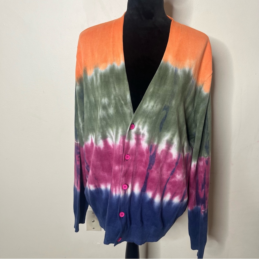 Jerome Lamaar And Now This 5:31 Men’s Multicolor Tie Dye Cardigan Sweater Sz M